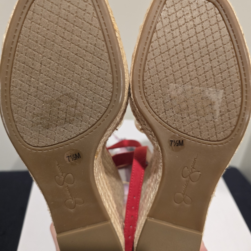 Jessica Simpson Red Wedge Sandals - Picture 8 of 9
